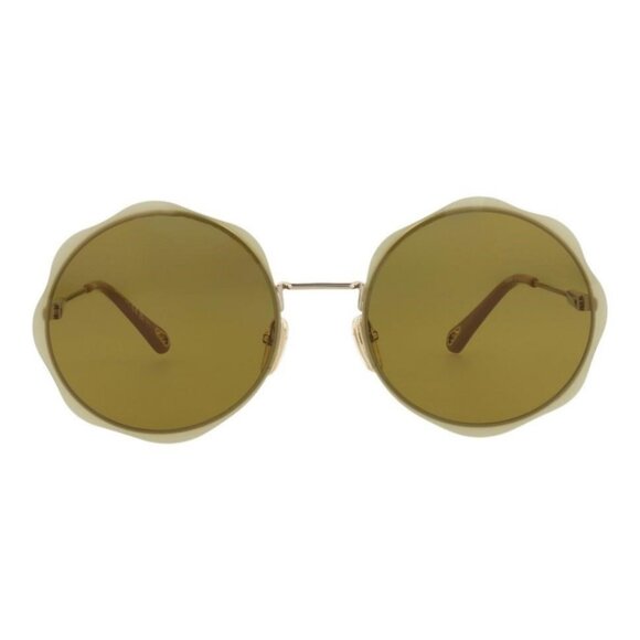 Chloé Womens Round/Oval Gold Gold Green Fashion Designer Eyewear - Picture 1 of 4